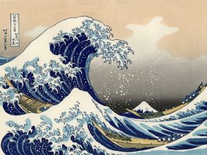 ola de kanagawa, xilografía en el arte