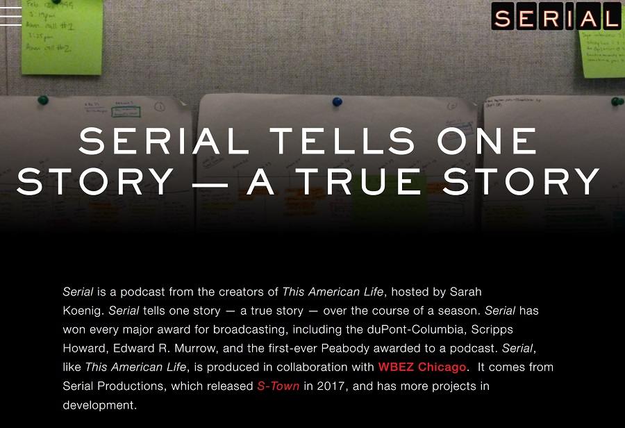 serial, podcast, book